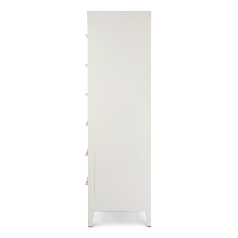 Pemberly Row Woven Mirrored Door Chest in Sand & Stark White