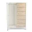 Pemberly Row Woven Mirrored Door Chest in Sand & Stark White