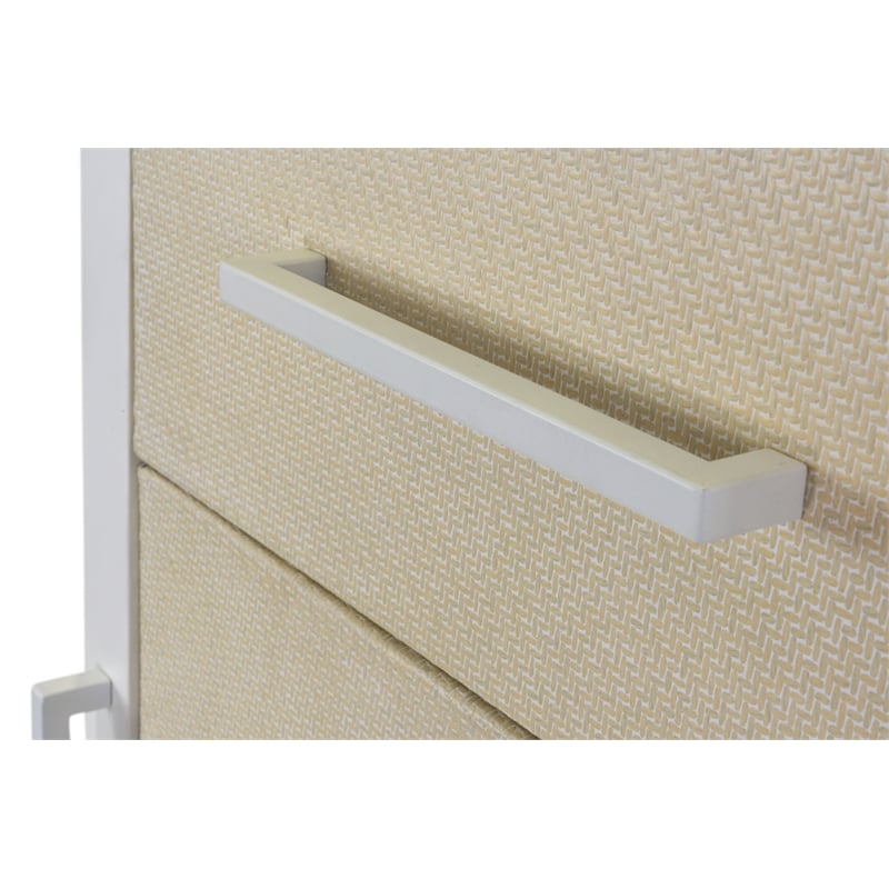 Pemberly Row Woven Mirrored Door Chest in Sand & Stark White