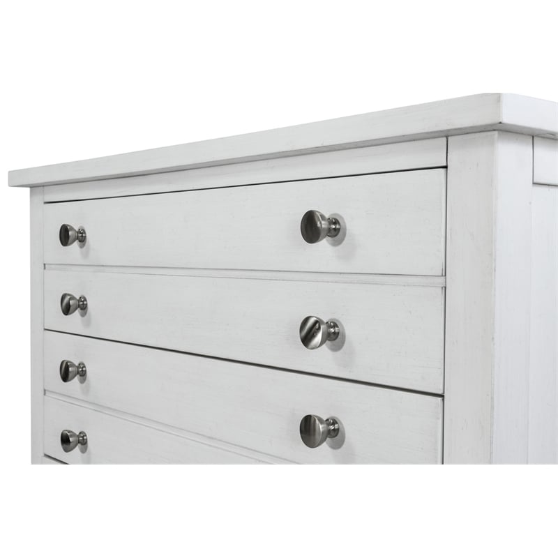 Pemberly Row Contemporary 3-Drawer Chest in White/Soft Grey Glaze