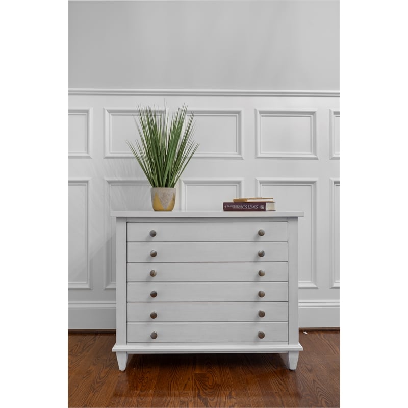 Pemberly Row Contemporary 3-Drawer Chest in White/Soft Grey Glaze