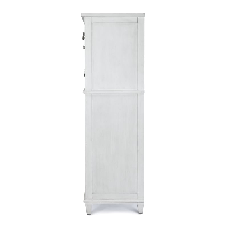 Pemberly Row 5-Drawer Chest in White Finish & Soft Grey Glaze