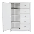 Pemberly Row Contemporary Mirrored Door Chest in White & Soft Grey Glaze