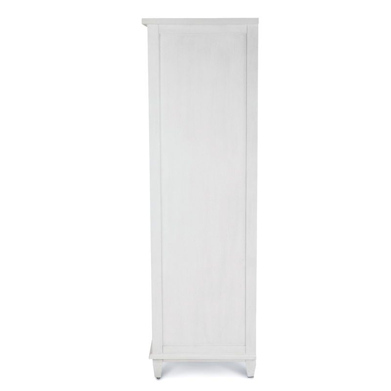 Pemberly Row Contemporary Mirrored Door Chest in White & Soft Grey Glaze