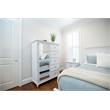 Pemberly Row Contemporary Mirrored Door Chest in White & Soft Grey Glaze