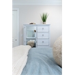 Pemberly Row Contemporary Mirrored Door Chest in White & Soft Grey Glaze