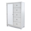 Pemberly Row Contemporary Mirrored Door Chest in White & Soft Grey Glaze