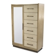 Pemberly Row Woven Mirrored Door Chest in Muted Earth & Clay