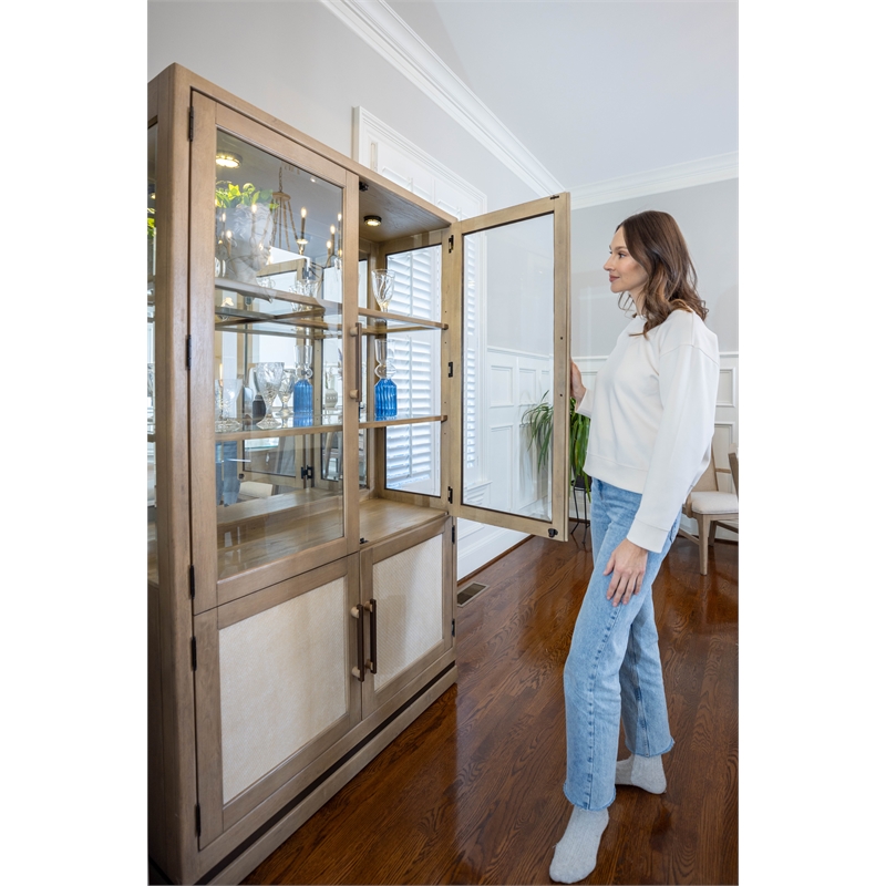 Pemberly Row Bunching Curio with LED in Muted Earth Tones & Clay