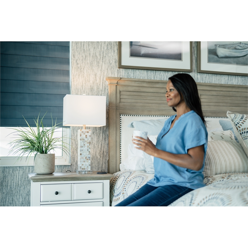 Pemberly Row Mother of Pearls Coastal Table Lamps (Set of 2)