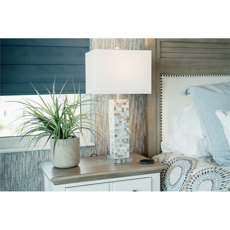 Pemberly Row Mother of Pearls Coastal Table Lamps (Set of 2)