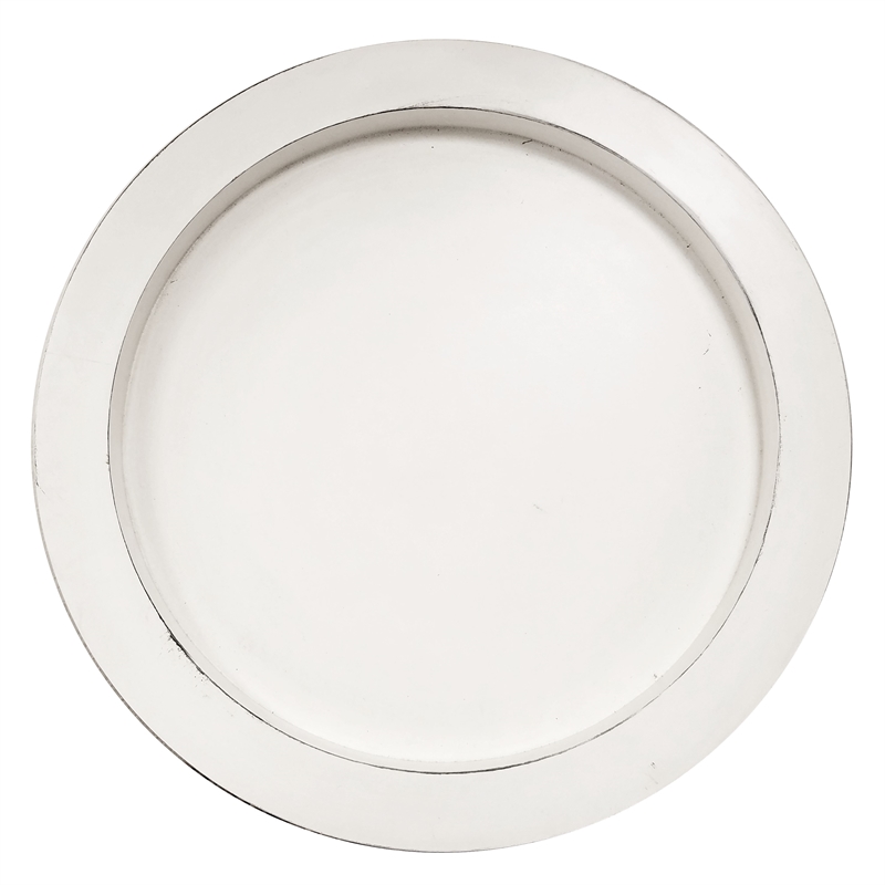 Pemberly Row Contemporary Round End Table with Tray Insert in White