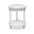 Pemberly Row Contemporary Round End Table with Tray Insert in White