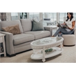 Pemberly Row Contemporary Oval Coffee Table with Anchor Insert in White