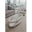 Pemberly Row Contemporary Oval Coffee Table with Anchor Insert in White