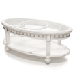 Pemberly Row Contemporary Oval Coffee Table with Anchor Insert in White