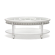 Pemberly Row Contemporary Oval Coffee Table with Anchor Insert in White