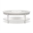 Pemberly Row Contemporary Oval Coffee Table with Anchor Insert in White