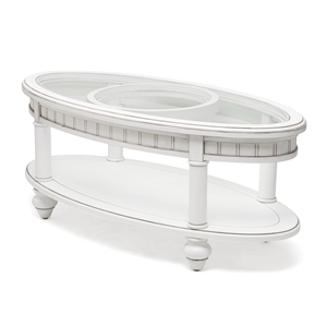 Pemberly Row Contemporary Oval Coffee Table with Anchor Insert in White