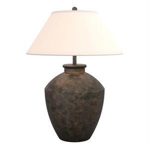 Pemberly Row Contemporary 30.5&quot Terracotta Table Lamp in Black Resin