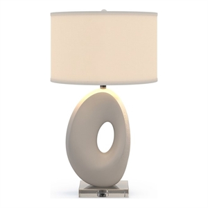 Pemberly Row Contemporary 30&quot Organic Resin Table Lamp in White