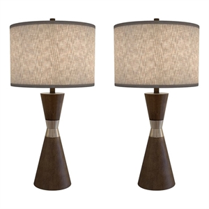 Pemberly Row 30.5&quot Hourglass Resin & Metal Table Lamps in Brown (Set of 2)