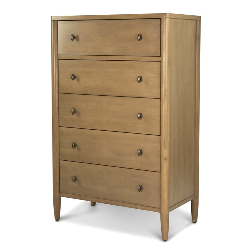 Pemberly Row Contemporary Wood 5-Drawer Chest in Warm Maple Finish