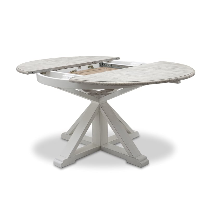 Pemberly Row Contemporary Butterfly Leaf Extension Dining Table in Gray