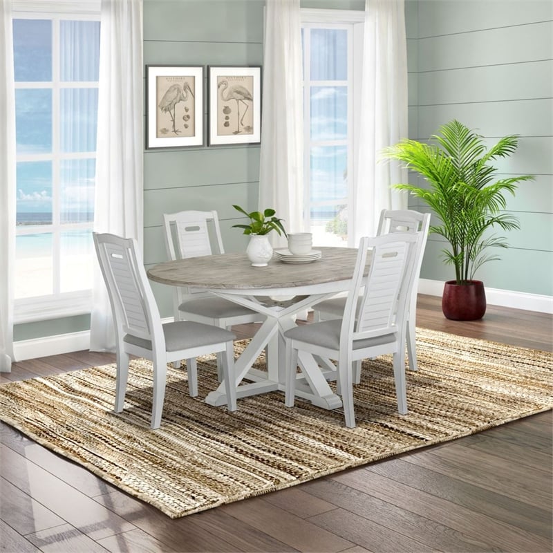 Pemberly Row Contemporary Butterfly Leaf Extension Dining Table in Gray