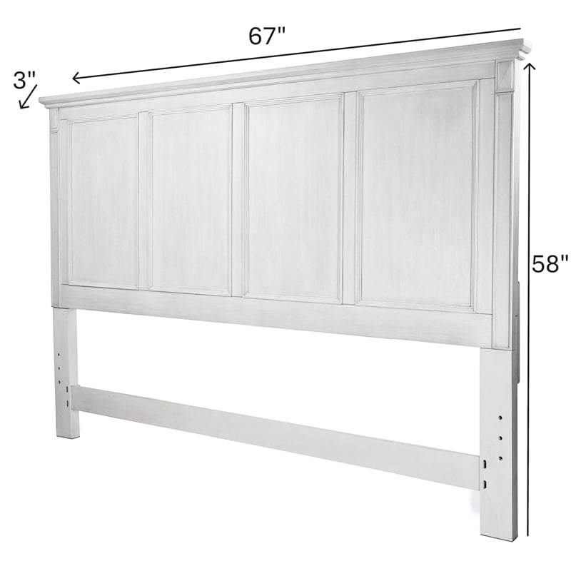 Pemberly Row Contemporary Wood Queen Headboard in White & Grey
