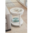 Pemberly Row Contemporary Round End Table with Anchor Insert in White