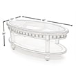 Pemberly Row Contemporary Oval Coffee Table with Tray Insert in White