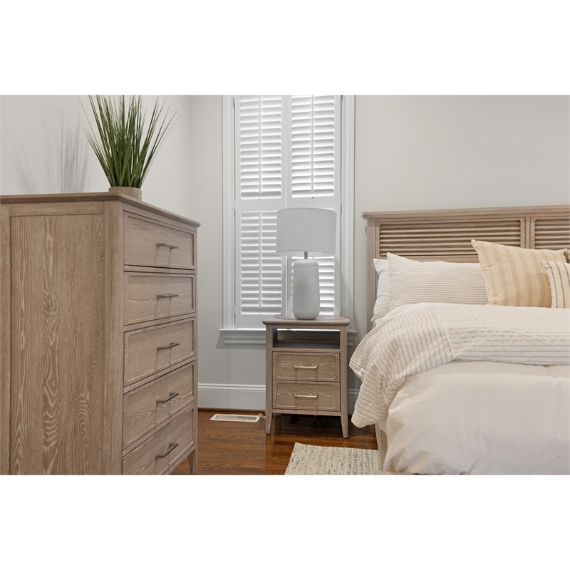 Pemberly Row Contemporary 2-Drawer Nightstand in Glazed Brown Driftwood
