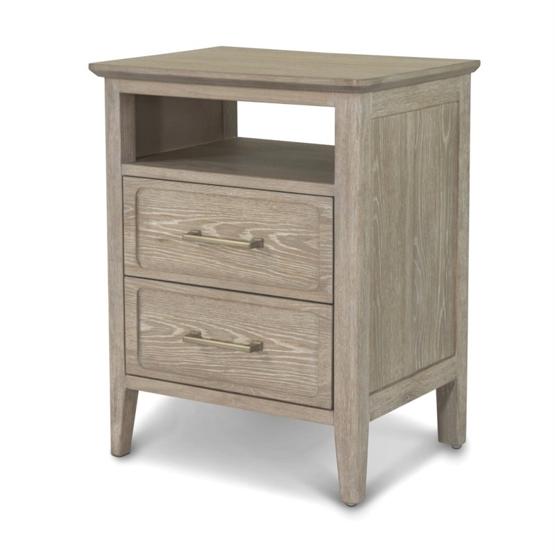 Pemberly Row Contemporary 2-Drawer Nightstand in Glazed Brown Driftwood