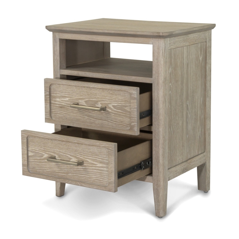 Pemberly Row Contemporary 2-Drawer Nightstand in Glazed Brown Driftwood