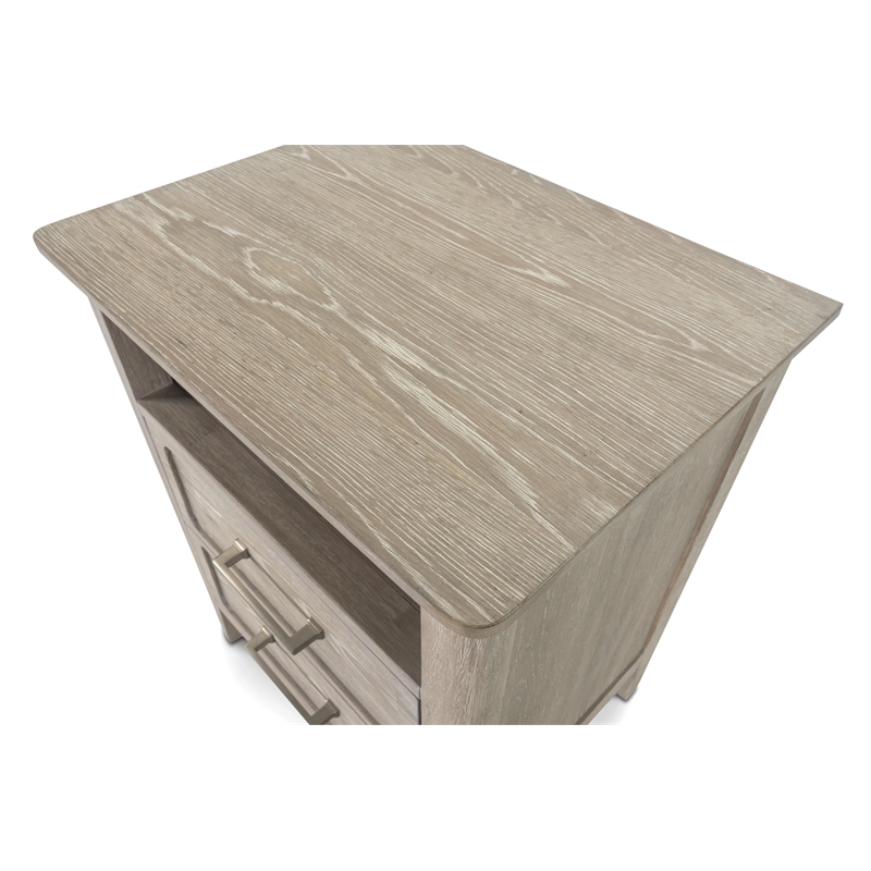 Pemberly Row Contemporary 2-Drawer Nightstand in Glazed Brown Driftwood