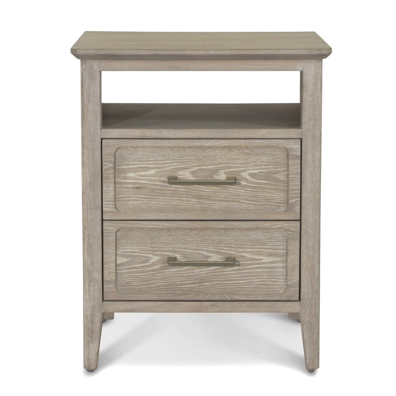 Pemberly Row Contemporary 2-Drawer Nightstand in Glazed Brown Driftwood