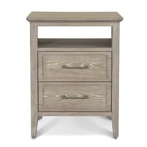 Pemberly Row Contemporary 2-Drawer Nightstand in Glazed Brown Driftwood