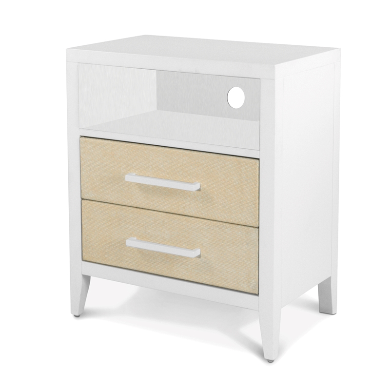 Pemberly Row 2-Drawer Woven Nightstand in Sand and Stark White