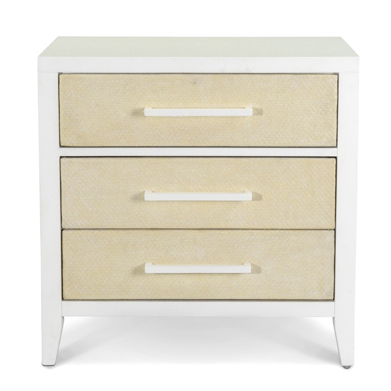 Pemberly Row 3-Drawer Woven Nightstand in Sand and Stark White