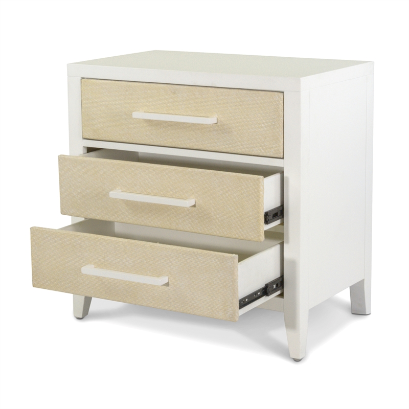 Pemberly Row 3-Drawer Woven Nightstand in Sand and Stark White