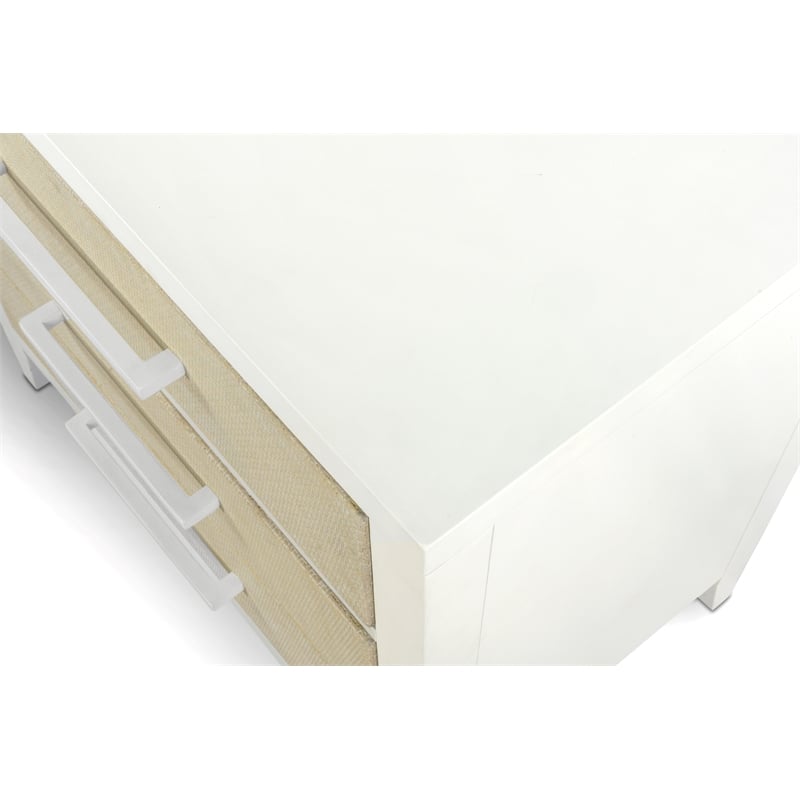 Pemberly Row 3-Drawer Woven Nightstand in Sand and Stark White