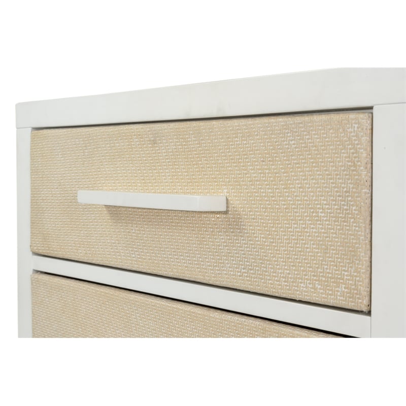 Pemberly Row 3-Drawer Woven Nightstand in Sand and Stark White