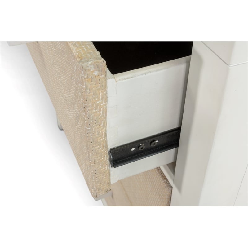 Pemberly Row 3-Drawer Woven Nightstand in Sand and Stark White