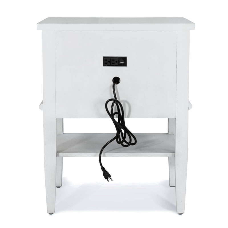 Pemberly Row 1-Drawer Open Nightstand in White/Soft Grey Glaze