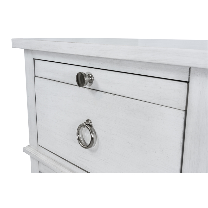 Pemberly Row 1-Drawer Open Nightstand in White/Soft Grey Glaze
