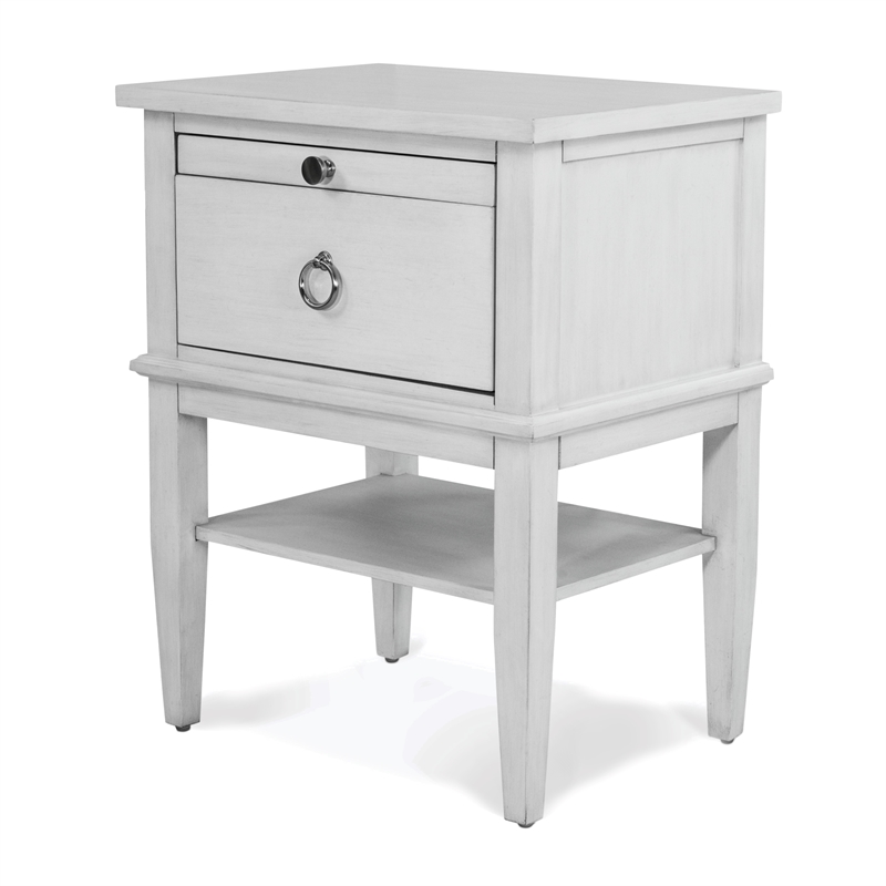 Pemberly Row 1-Drawer Open Nightstand in White/Soft Grey Glaze