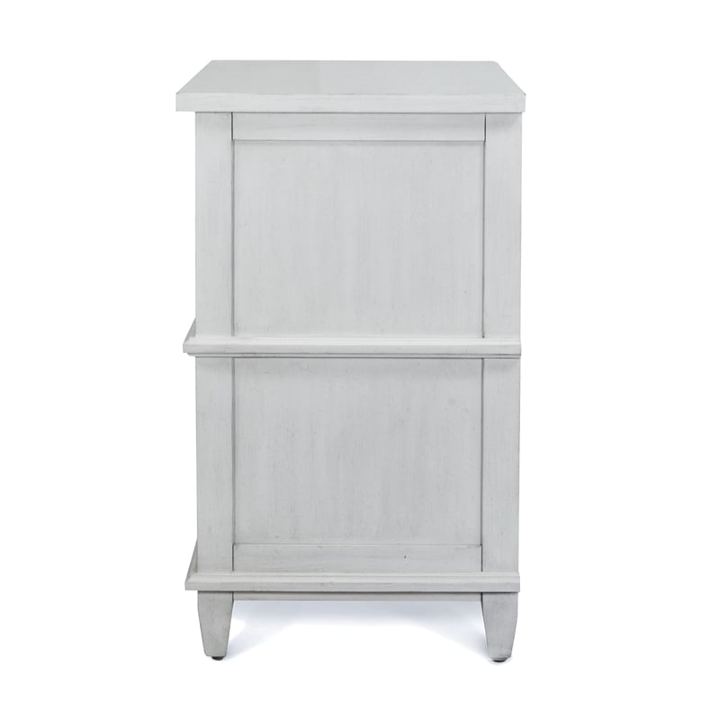 Pemberly Row Contemporary 2-Drawer Nightstand in White/Soft Grey Glaze