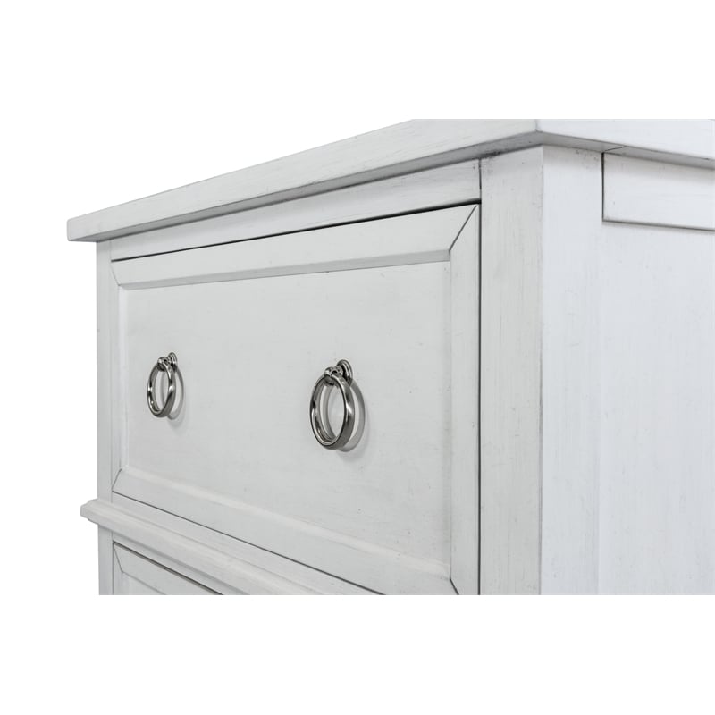 Pemberly Row Contemporary 2-Drawer Nightstand in White/Soft Grey Glaze