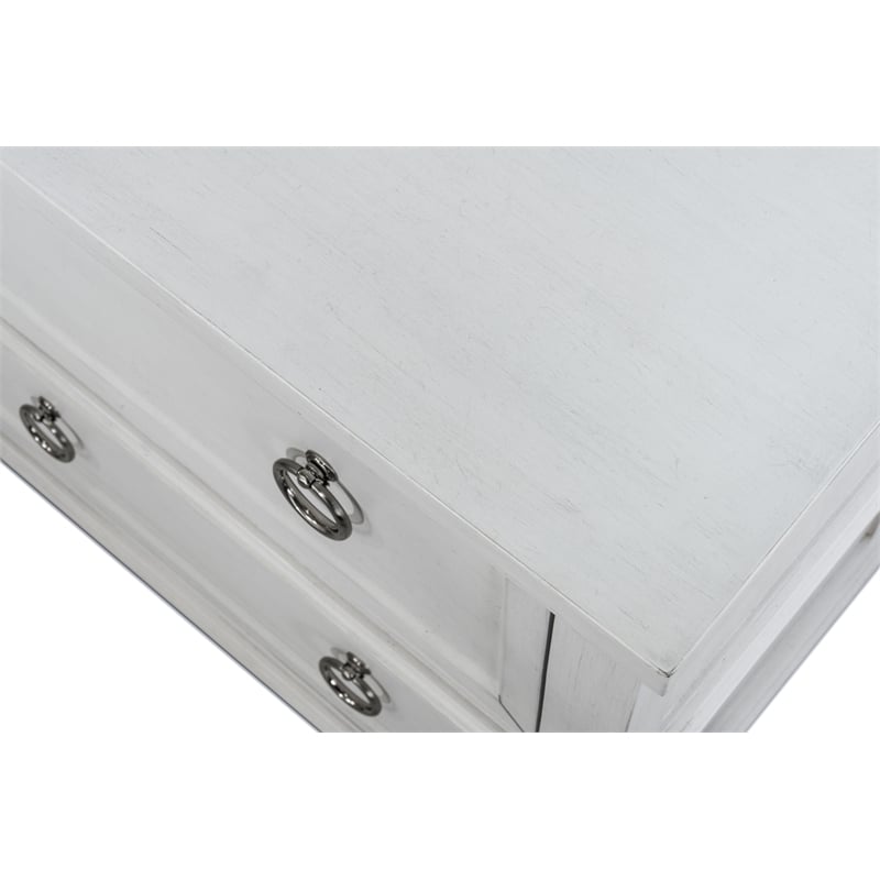 Pemberly Row Contemporary 2-Drawer Nightstand in White/Soft Grey Glaze
